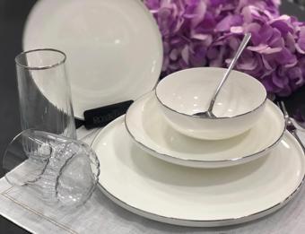 Roy King Silver Thin 55 Parça Bone China Porselen Yemek Takımı Dsn 049