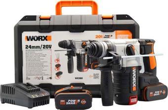 WORX WX380 20Volt 4.0Ah. 2.2J Li-ion Çift Akülü Şarjlı Profesyonel SDS-Plus Pnömatik Kırıcı/Delici