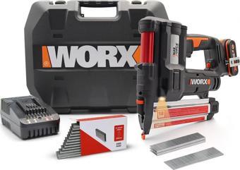 WORX WX840 20Volt/2.0Ah. Li-ion Şarjlı Profesyonel 16-40mm Zımba ve 15-50mm Çivi Çakma + 2900 Adet Yedek Zımba ve Çivi