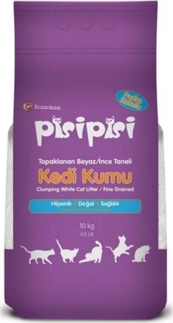 Pisi Pisi İnce Taneli Pudra Kokulu Topaklaşan Kedi Kumu 10 Kg