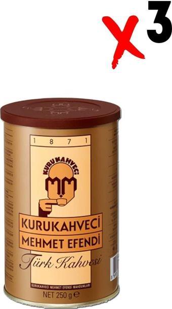 Kurukahveci Mehmet Efendi 250Gr Teneke Kutu 3'Lü Paket Türk Kahvesi