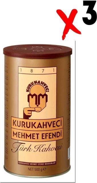 Kurukahveci Mehmet Efendi 500Gr Teneke Kutu 3'Lü Paket Türk Kahvesi