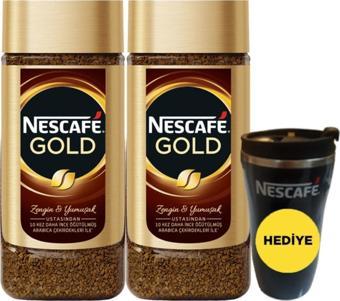 Nescafe Gold Kahve Kavanoz 200 Gr 2 Adet + Thermomug Hediyeli