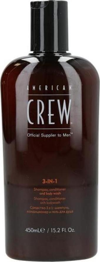 American Crew 3in1 Erkekler için Şampuan Saç Kremi Vücut Jeli 450ML