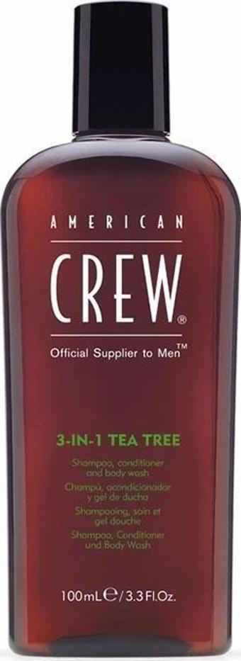 American Crew 3in1 Tea Tree Erkekler için Şampuan Saç Kremi Vücut Jeli 450ML