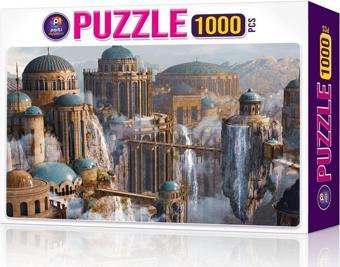 P Parti Oyunevi Puzzle 1000 Parça Fantastik Şehir Panoramik Kale 48X68 Cm