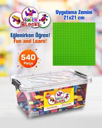 P Parti Oyunevi Smile Blocks 540 Parça Plastik Kutulu Mikro Blok Yeşil Uygulama Zeminli