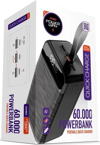 Powerway PD 22.5W 60.000 MAH 3.0 HIZLI ŞARJ (GERÇEK 60.000 MAH GARANTİLİ) QC60 POWERBANK