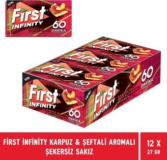 First Infinity 60 Dakika Karpuz & Şeftali Aromalı Şekersiz Sakız - 12 Adet