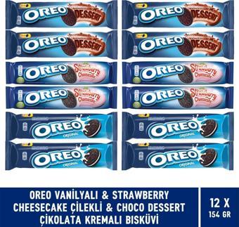 Oreo Vanilyalı & Choco Dessert & Çilekli Cheesecake 154 gr Bisküvi - 12 Adet