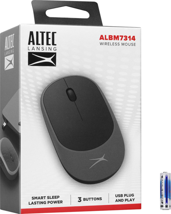 Altec Lansing ALBM7314, Gri-Siyah, 2.4GHz USB,  1200DPI, Kablosuz Optik Mouse