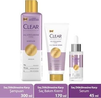 Clear Scalpceuticals Şampuan 300 ml + Saç Bakım Kremi 170 ml + Serum 45 ml