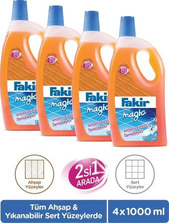 Fakir Magic 2'si 1 Arada Ahşap ve Sert Yüzey Temizleyici 1000 ml x 4 Adet