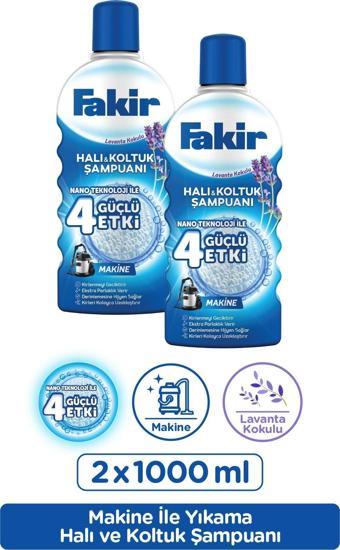 Fakir Nano Teknoloji ile Lavantalı Makine Halı ve Koltuk Şampuanı 1000 ml x 2 Adet