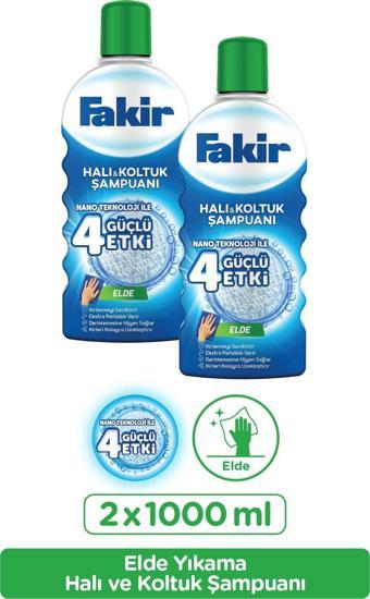 Fakir Nano Teknoloji ile Elde Yıkama Halı ve Koltuk Şampuanı 1000 ml x 2 Adet