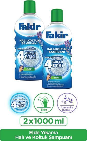 Fakir Nano Teknoloji ile Lavantalı Elde Yıkama Halı ve Koltuk Şampuanı 1000 ml x 2 Adet