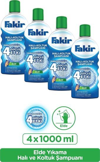 Fakir Nano Teknoloji ile Elde Yıkama Halı ve Koltuk Şampuanı 1000 ml x 4 Adet