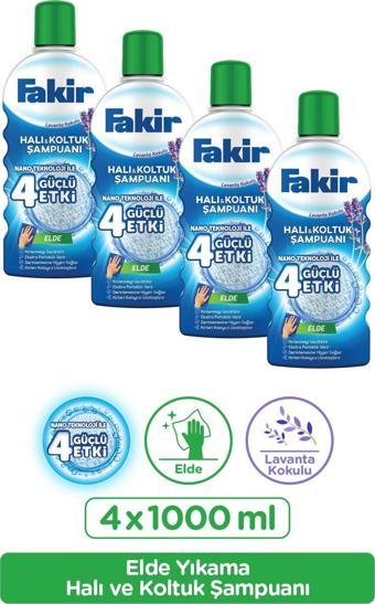 Fakir Nano Teknoloji ile Lavantalı Elde Yıkama Halı ve Koltuk Şampuanı 1000 ml x 4 Adet