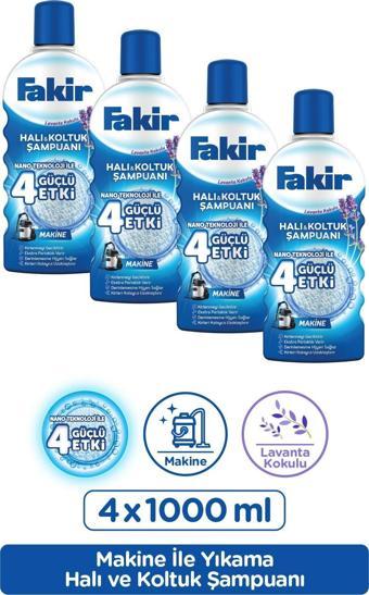 Fakir Nano Teknoloji ile Lavantalı Makine Halı ve Koltuk Şampuanı 1000 ml x 4 Adet