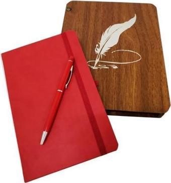 Ahşap Kutulu Defter Kalem Dekoratif Hediyelik
