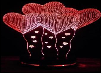 16 RENK KUMANDALI 4 LÜ KALP MODEL 3D LED LAMBA
