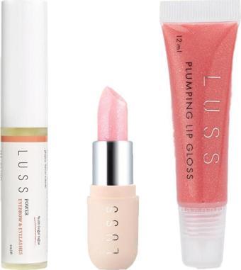 Luss Lip Gloss Dudak Parlatıcısı No8 Dudak Balm No1 Ve Kaş Kirpik Besleyici Serum 3lü Set