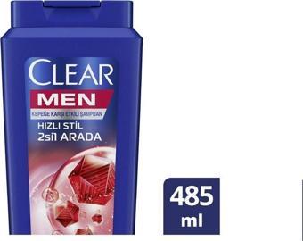 Clear Men Kepeğe Karşı Etkili Şampuan Hızlı Stil 2'si 1 Arada Kolay Şekil Alan Saçlar 485 ml