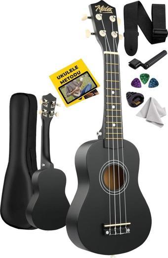 Midex UKX-901BK Siyah Soprano Ukulele (Askı Çanta Metod Pena)