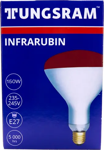 Tungsram İnfrared Isıtıcı Ampul Kırmızı 150 Watt