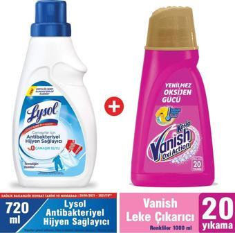 Lysol Çamaşır Antibakteriyel Hijyen Sağlayıcı 720ml + Vanish Kosla Leke Çıkarıcı Gold 1l Renkliler