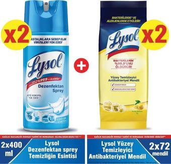 Lysol Dezenfektan Sprey Temizliğin Esintisi Yüzeyler Için 2x400 Ml + Yüzey Temizleyici Antibakteriye