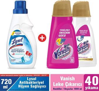 Lysol Çamaşır Antibakteriyel Hijyen Sağlayıcı 720ml + Vanish Kosla Leke Çıkarıcı Gold 2x1l