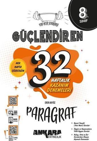 8. Sınıf 32 Haftalık Paragraf Güçlendiren Kazanım Denemeleri - Eren Akyüz - Ankara Yayıncılık