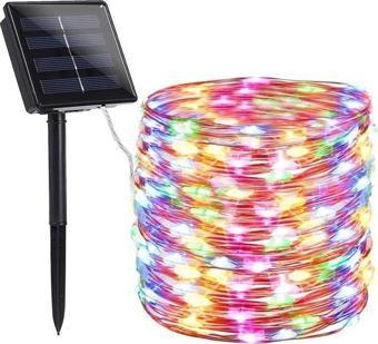 Schulzz Solar Güneş Enerji Dış Bahçe 8 Modlu 20Metre Düz 200Led Cok Renkli Aydınlatma