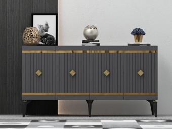 Cantek Dizayn 150 cm Lenora Konsol Antrasit - Altın