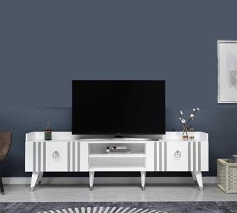 Demonte Decor 180 cm Işıl Tv Sehpası (Alt Modül) Beyaz - Gümüş