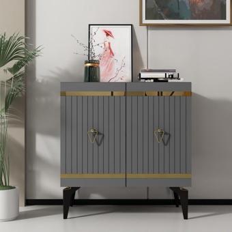 Cantek Dizayn 75 cm Yumy Konsol - Çok Amaçlı Dolap Antrasit - Altın