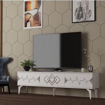 Cantek Dizayn Rittim Tv Sehpası (Alt Modül) Beyaz - Gümüş