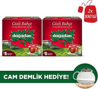 Doğadan Gizli Bahçe 100'Lü Bardak Poşet Siyah Çay X2 + Cam Demlik Hediye