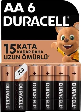 Duracell Alkalin Aa Kalem Pil, 1,5 V Lr6/Mn1500, 6'Lı Paket