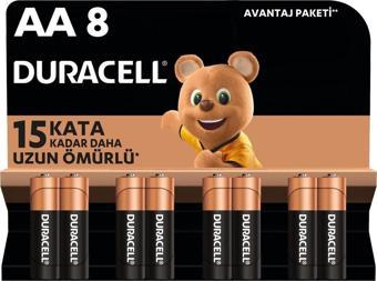 Duracell Alkalin Aa Kalem Pil, 1,5 V Lr6/Mn1500, 8'Li Paket