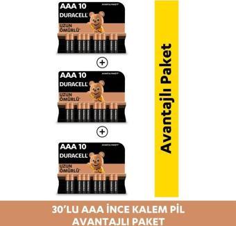 Duracell Alkalin Aaa Ince Kalem Piller, 30 Lu Paket