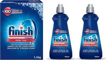 Finish Bulaşık Makinasi Tuz 1.5 Kg -  Parlatıcı 400 Ml + 400 Ml