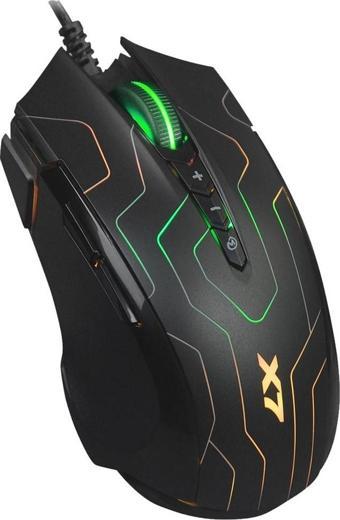 Oscar X7 Neon Maze 2400Dpı Usb Makrolu Kablolu Gaming Mouse Siyah X89