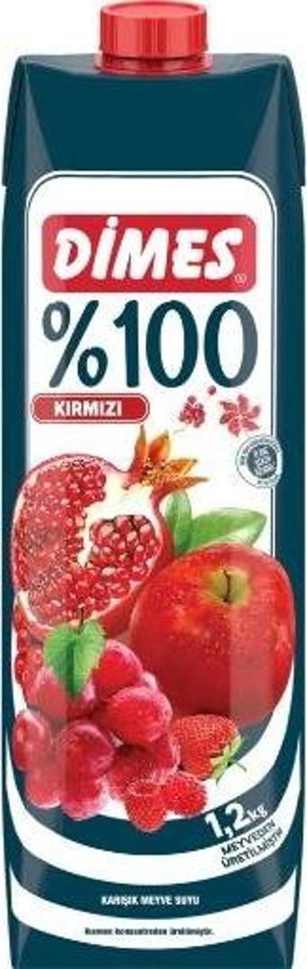 Dimes %100 Kırmızı Meyveler Meyve Suyu 1 Lt. (12'li)