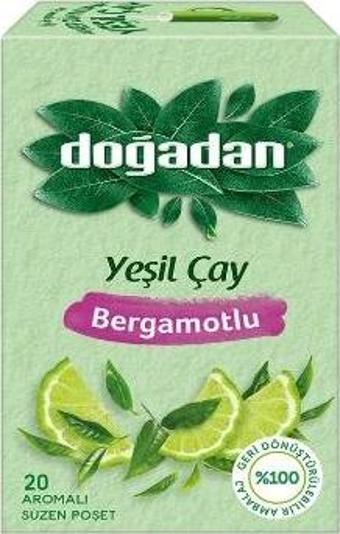 Doğadan Yeşil Çay Bergomat Aromalı (Bitki Çayı) 34 Gr.