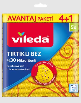 Vileda Tırtıklı Kir Söken Cep %30 Mikrofiber Temizlik Bezi 4'lü