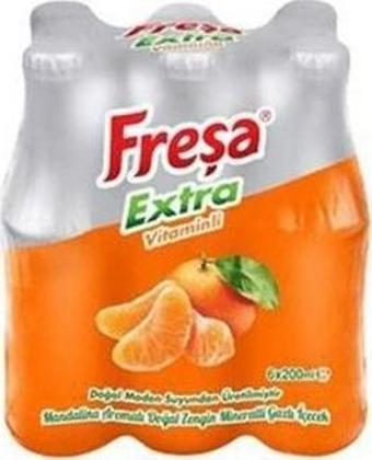 Freşa Extra Mandalina  Aromalı Doğal Maden Suyu 6x200 ml. (meyveli soda)