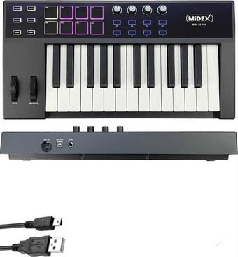 Midex Midi-25 PRO Midi Klavye 25 Tuşlu Midi Keyboard 8 Pad