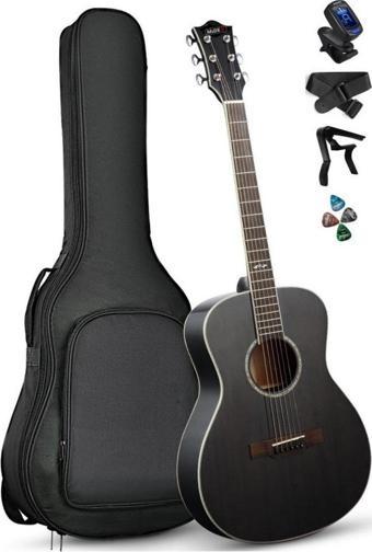 Midex XC-250BK Profesyonel Akustik Gitar 4/4 Yetişkin Üst Segment (Gigbag Çanta Tuner Capo Askı Pena)